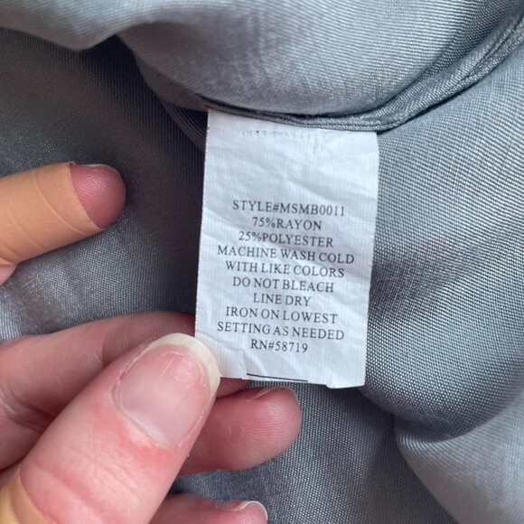 Vintage Y2K Notations Metallic Button-Up Blouse L Silver Grey Statement Top - Picture 7 of 7